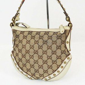 GUCCI Shoulder Saddle Brown GG Canvas and Ivory